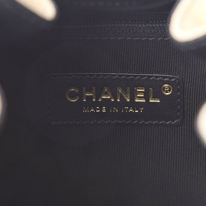 Chanel Lambskin Caviar Lovely Chains Drawstring Bag Beige Black 6 of 10