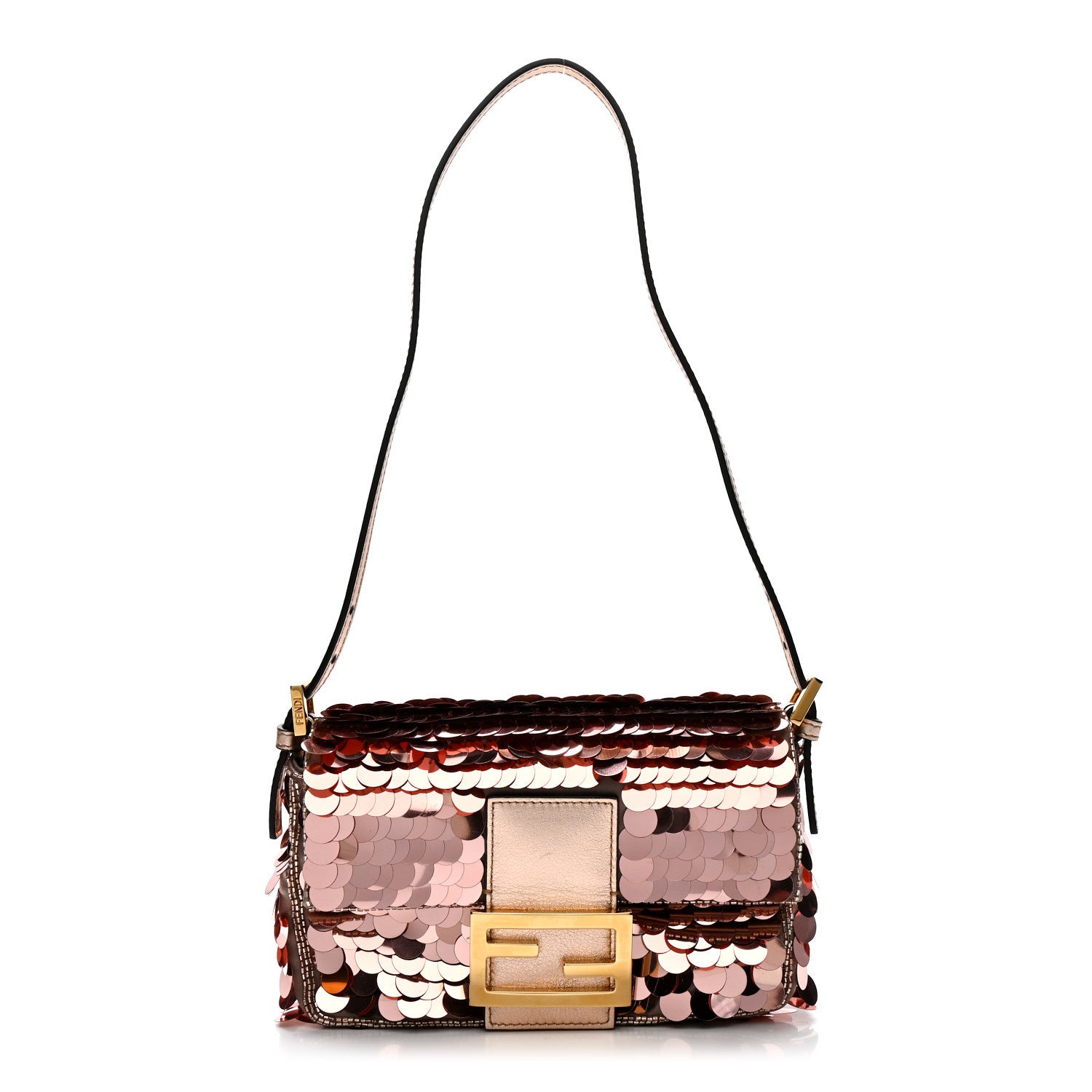 Fendi Satin Paillettes Catalan Mirror Mini Baguette 1997 Antico Rame 1 of 11