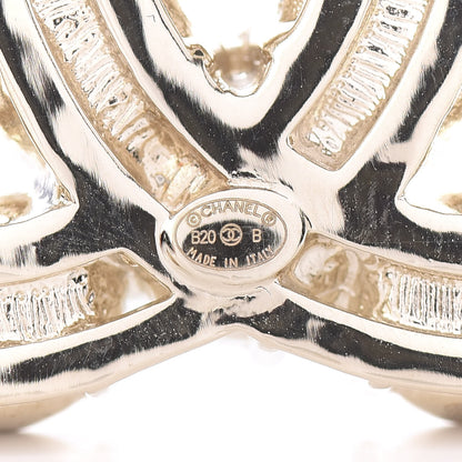 Chanel Crystal Pearl CC Dazzling Domino Brooch Gold 3 of 6