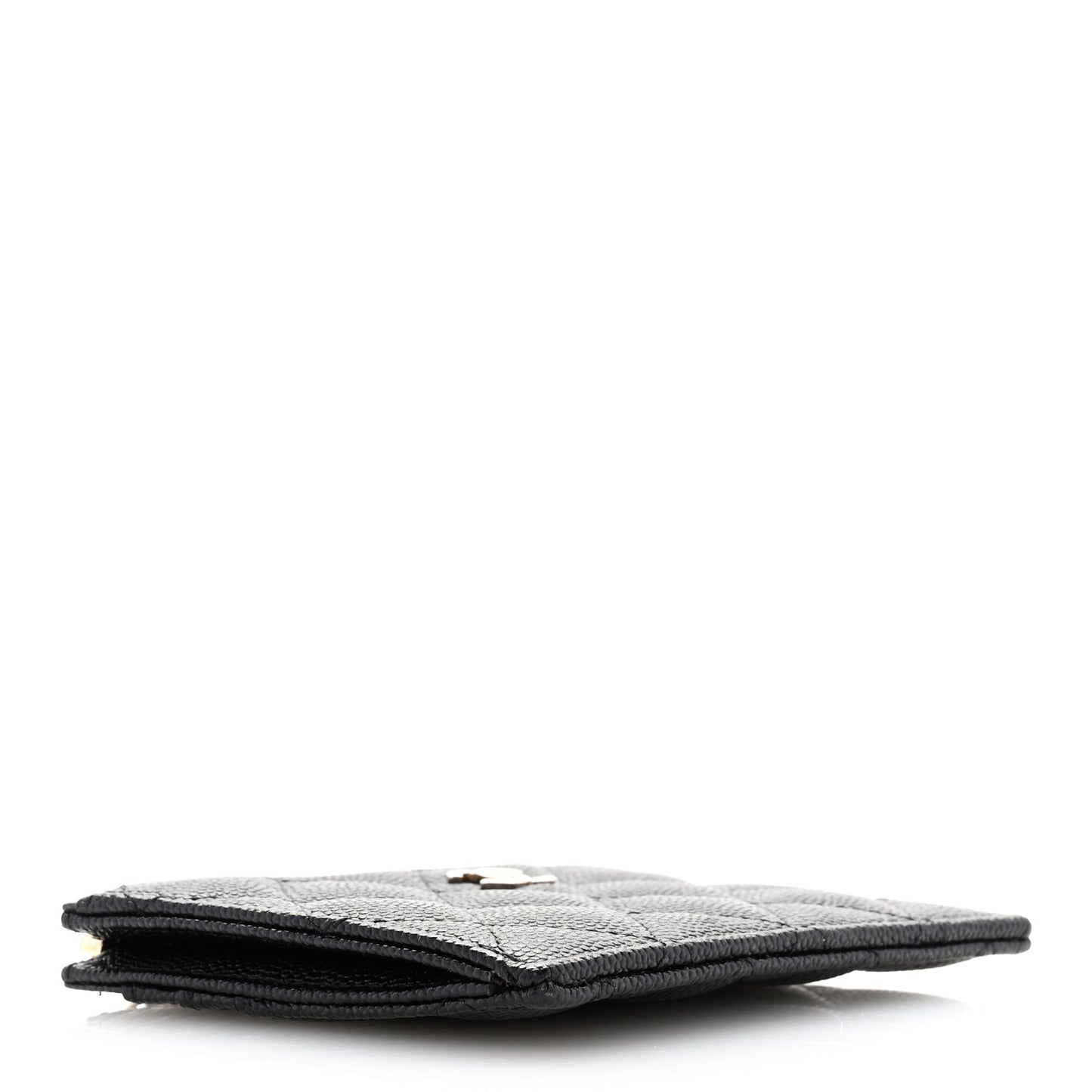 Caviar Quilted CC Zip Card Holder Black