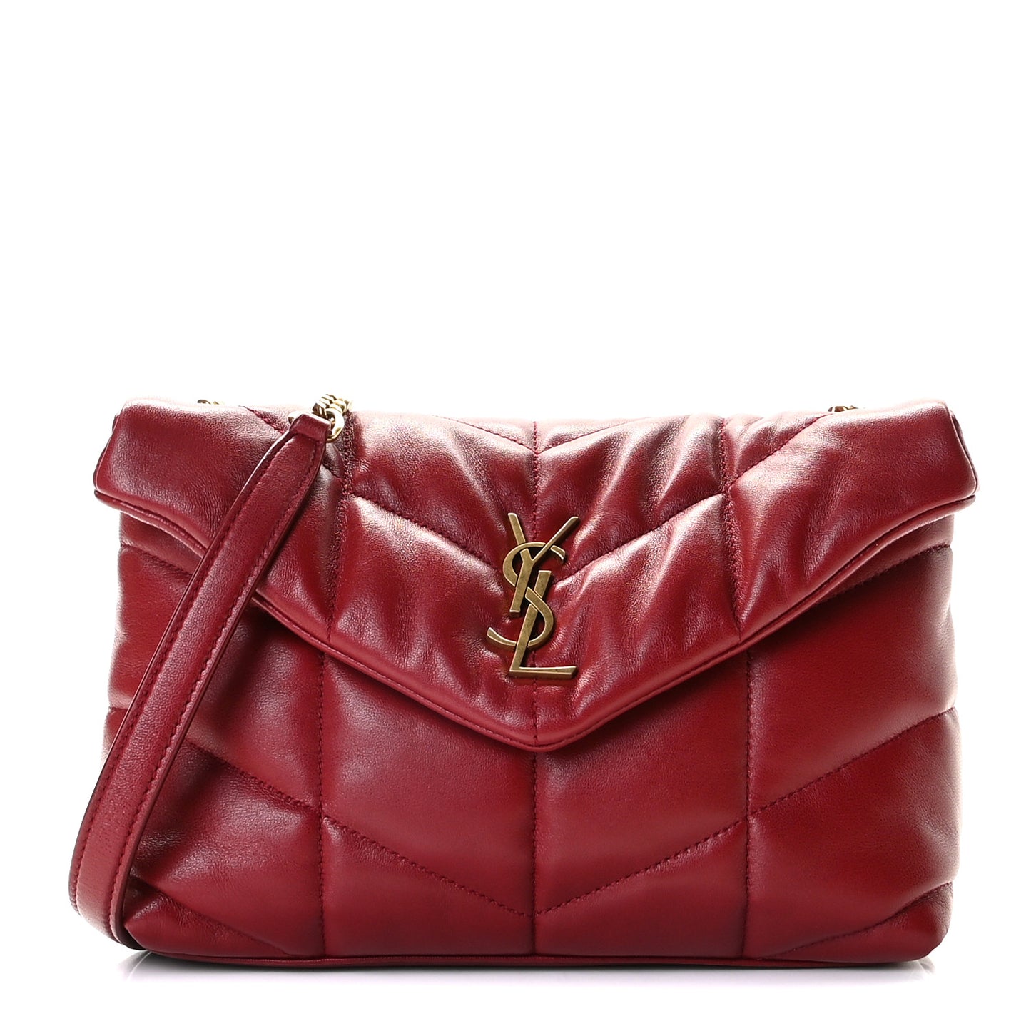 Lambskin Quilted Toy Loulou Puffer Monogram Chain Satchel Red