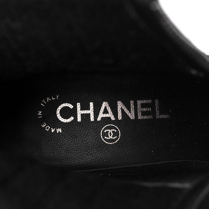 Chanel Suede Calfskin Knit Button Ankle Boots 36.5 Black 8 of 9