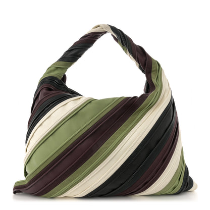 Bottega Veneta Calfskin Suede Striped Large Hop Black Matcha Leaf Jam White 1 of 12