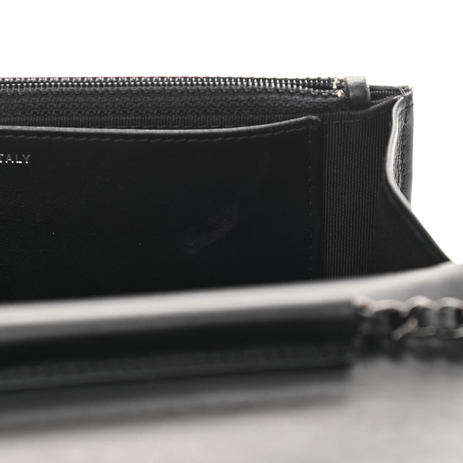 Chanel Aged Calfskin Chevron Quilted Gabrielle Wallet On Chain WOC Black 12 of 15