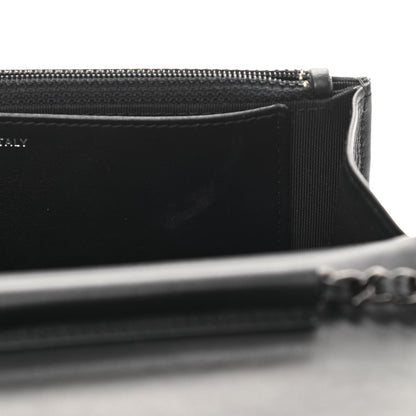 Chanel Aged Calfskin Chevron Quilted Gabrielle Wallet On Chain WOC Black 12 of 15