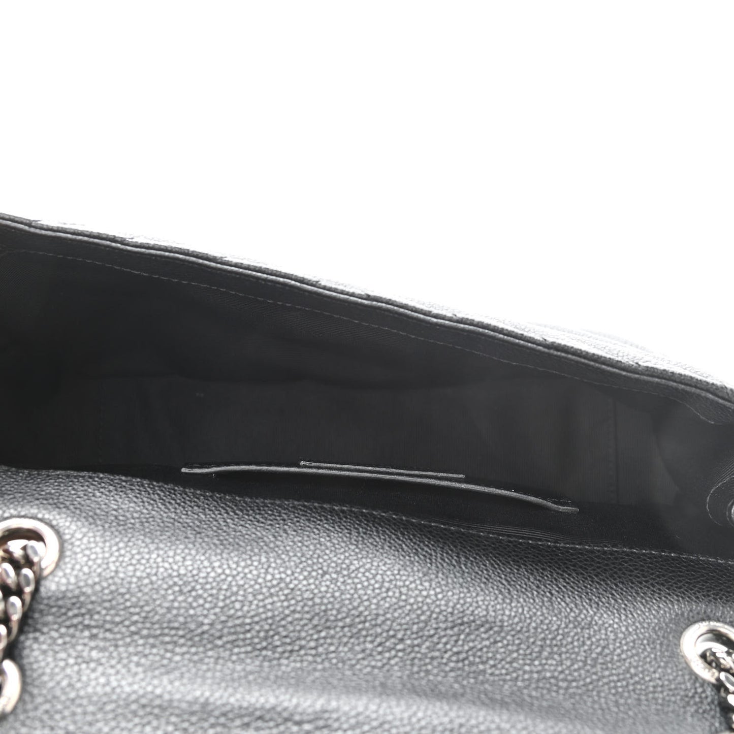 Grained Calfskin Matelasse Chevron Medium Monogram Chain Bag Black