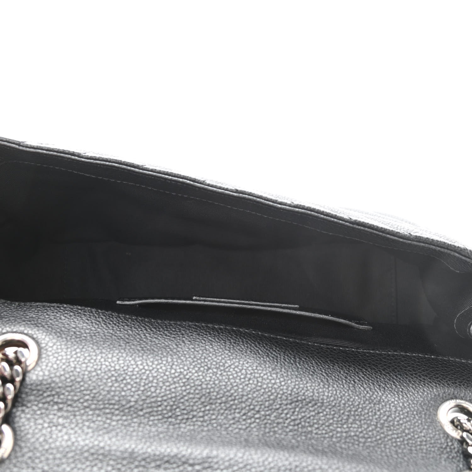 Saint Laurent Grained Calfskin Matelasse Chevron Medium Monogram Chain Bag Black 5 of 10
