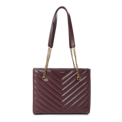 Saint Laurent Grain de Poudre Matelasse Chevron Small Tribeca Shopping Bag Rouge Legoin 1 of 9