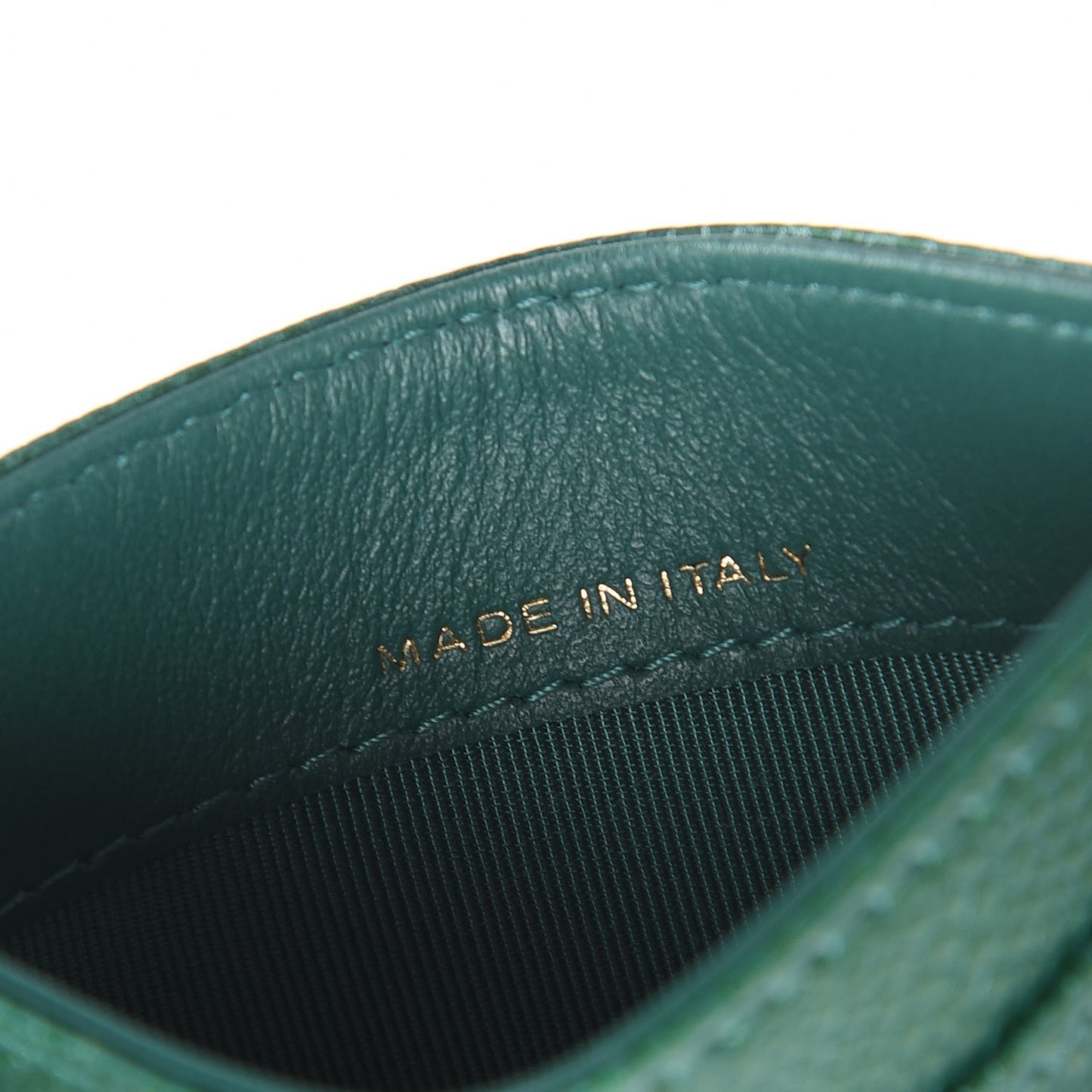 Metallic Caviar Quilted Card Holder Green