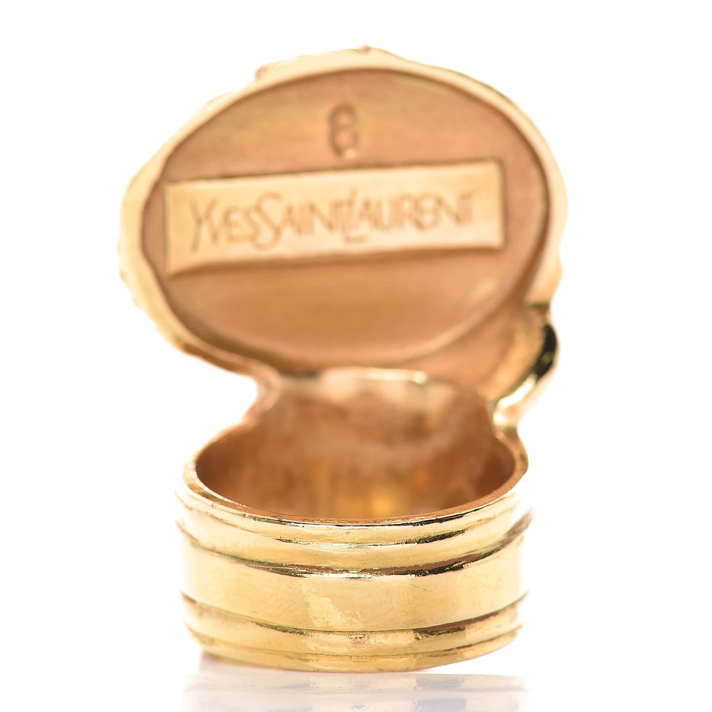 Glass Cabochon Arty Ovale Ring 8 Gold Lapis