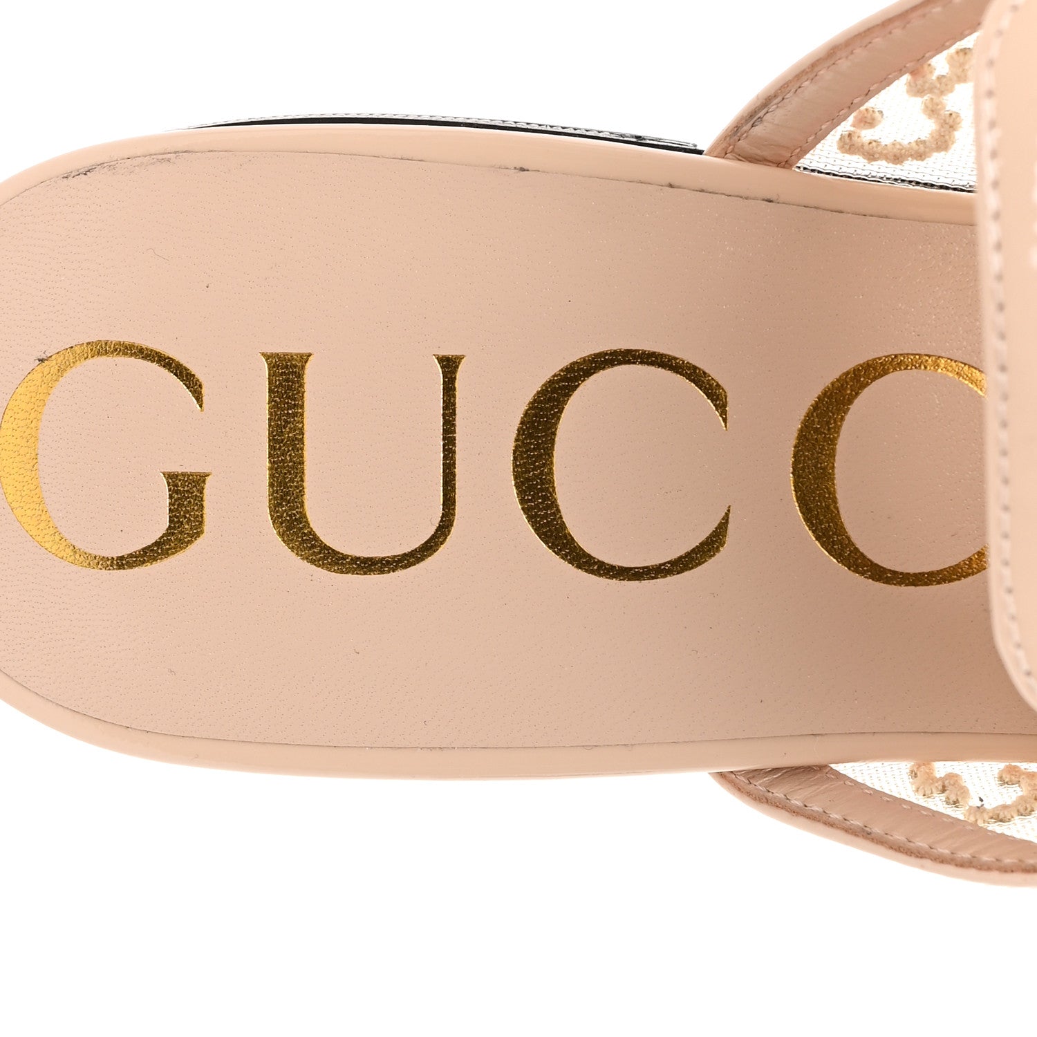 Gucci Patent Mesh Crystal GG Monogram Womens Princetown Slippers 38 Ivory 8 of 8
