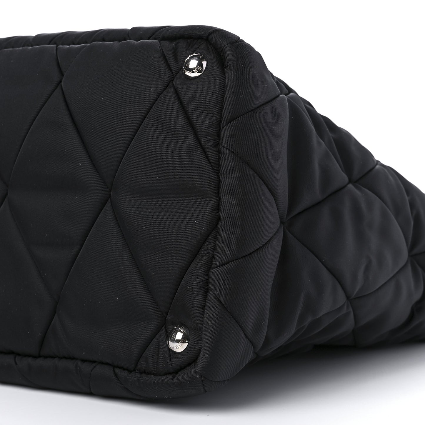 Re-Nylon Nappa Triangle Quilted Padded Large Double Handled Zip Tote Black