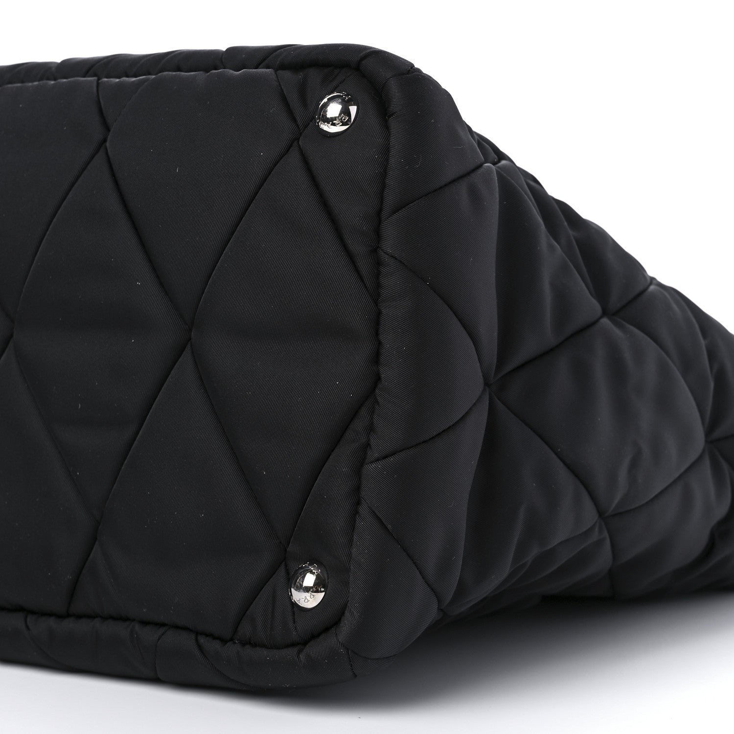 Prada Re-Nylon Nappa Triangle Quilted Padded Large Double Handled Zip Tote Black 9 of 9