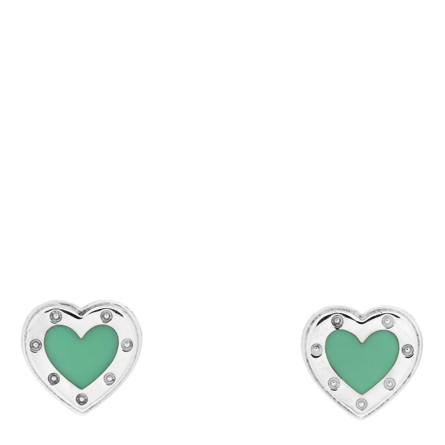 Tiffany Sterling Silver Enamel Mini Return to Tiffany Love Heart Earrings Blue 1 of 4