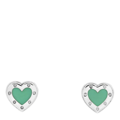 Tiffany Sterling Silver Enamel Mini Return to Tiffany Love Heart Earrings Blue 1 of 4