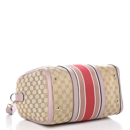 Gucci Monogram Selleria Calfskin Vintage Web Medium Boston New Sand Lilas 4 of 9