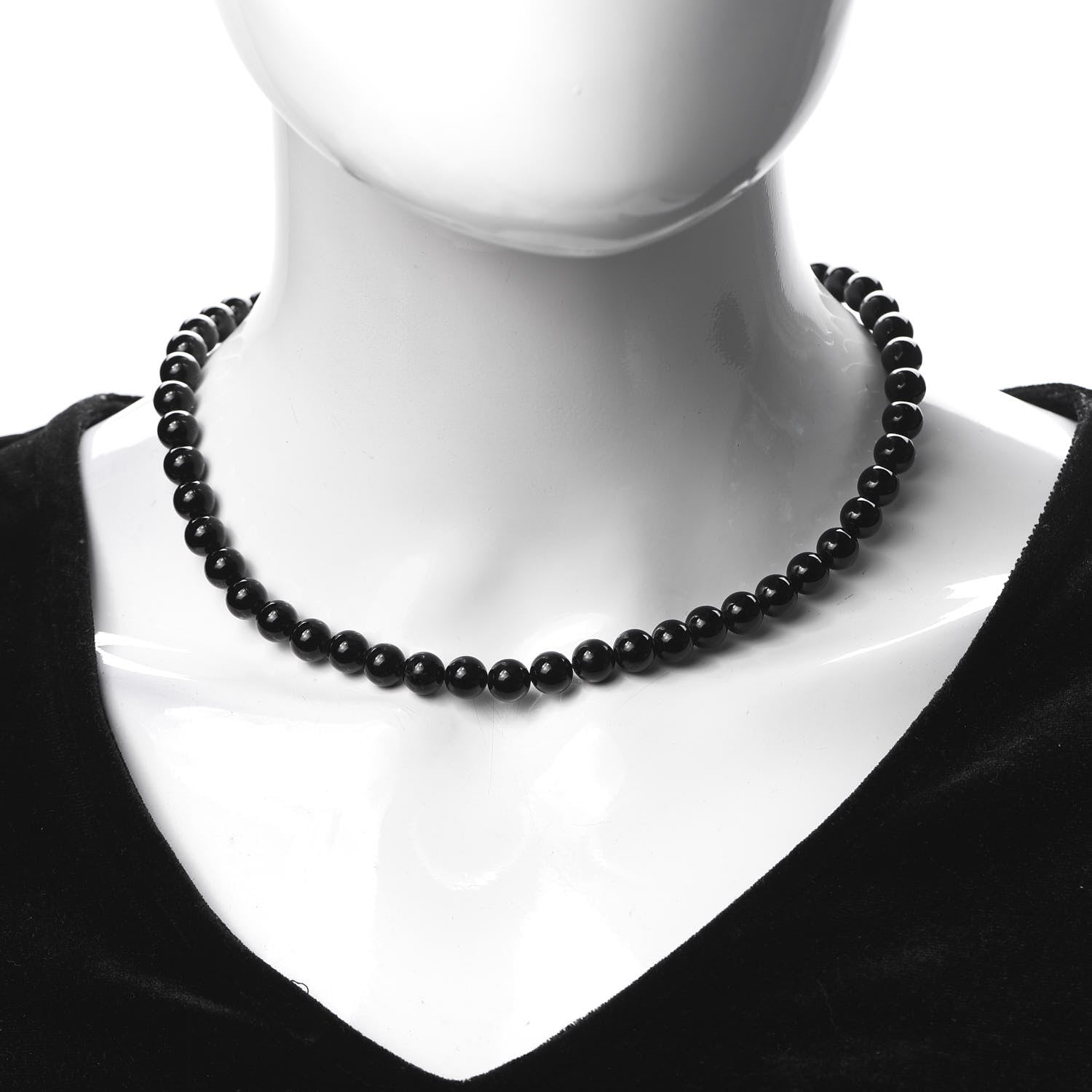 Tiffany Sterling Silver Black Onyx Bead Toggle Necklace 2 of 5