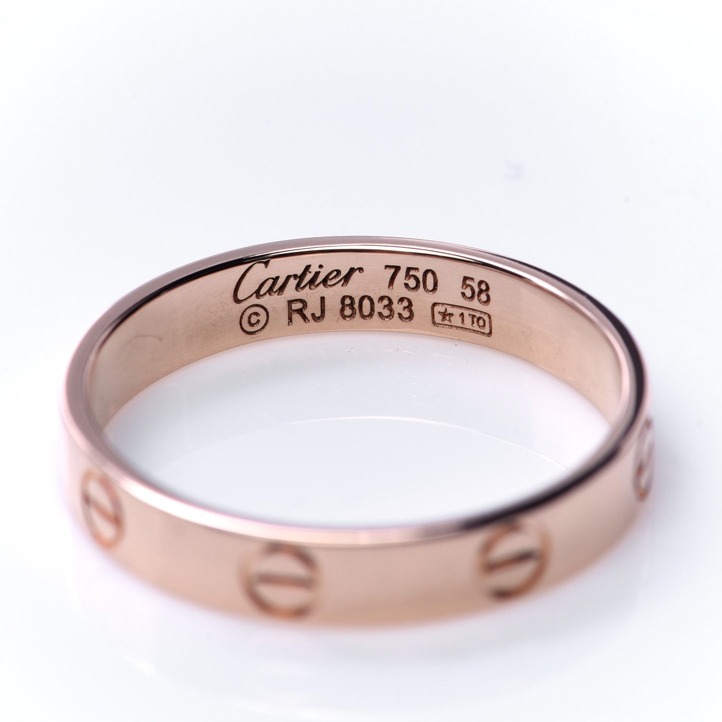 18K Pink Gold 3.5mm LOVE Wedding Band Ring 58 8.25