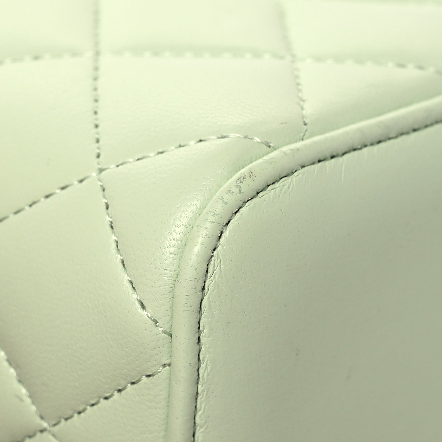 Lambskin Quilted Pearl Crush Mini Vanity Case With Chain Light Green