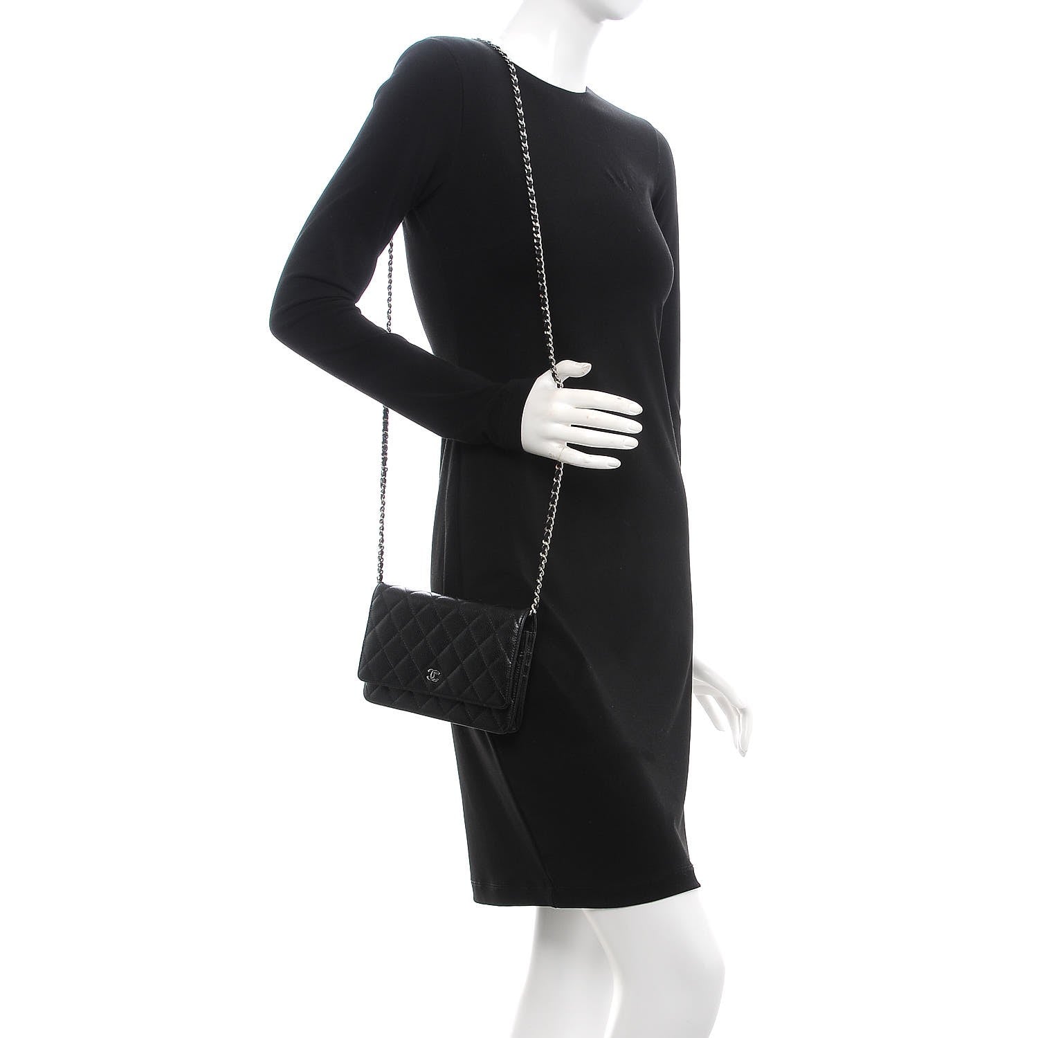Chanel Caviar Quilted Wallet On Chain WOC Black 2 of 8