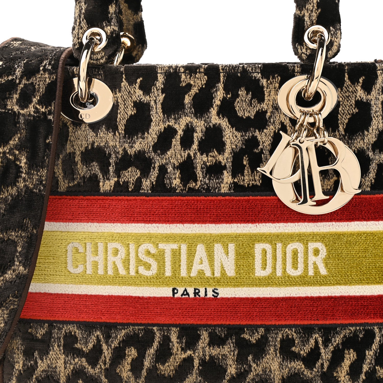 Christian Dior Velvet Mizza Embroidered Medium Lady D-Lite Beige Multicolor 6 of 9