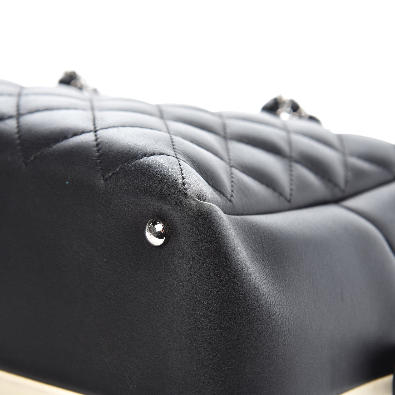 Chanel Calfskin Quilted Large Feather Weight Bowling Bag Black Ivory 10 of 13