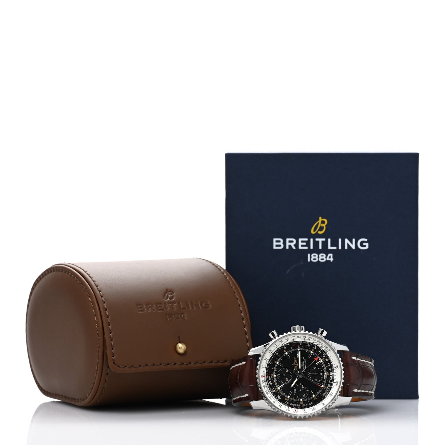 Stainless Steel Alligator 46mm Navitimer 1884 Limited Edition Chronograph Automatic Watch Black A24322