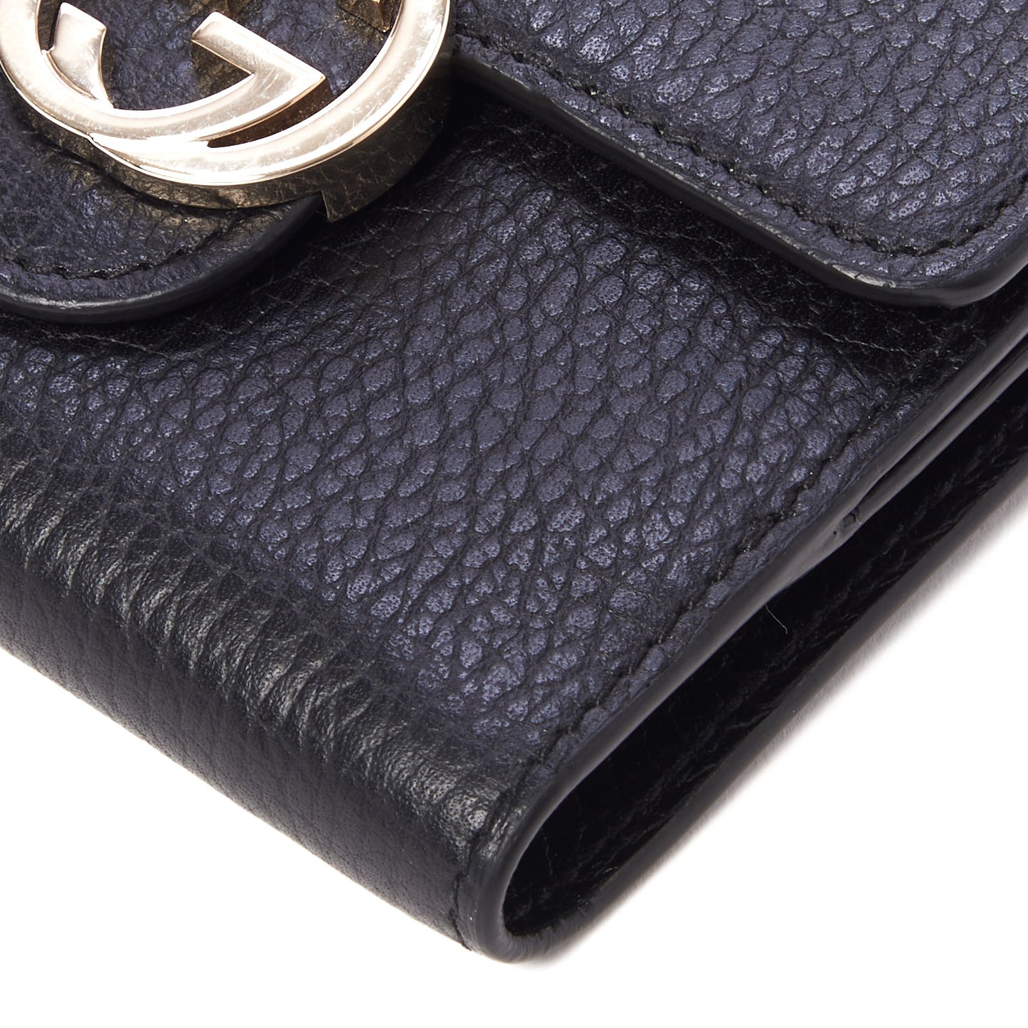 Dollar Calfskin Interlocking G French Wallet Black