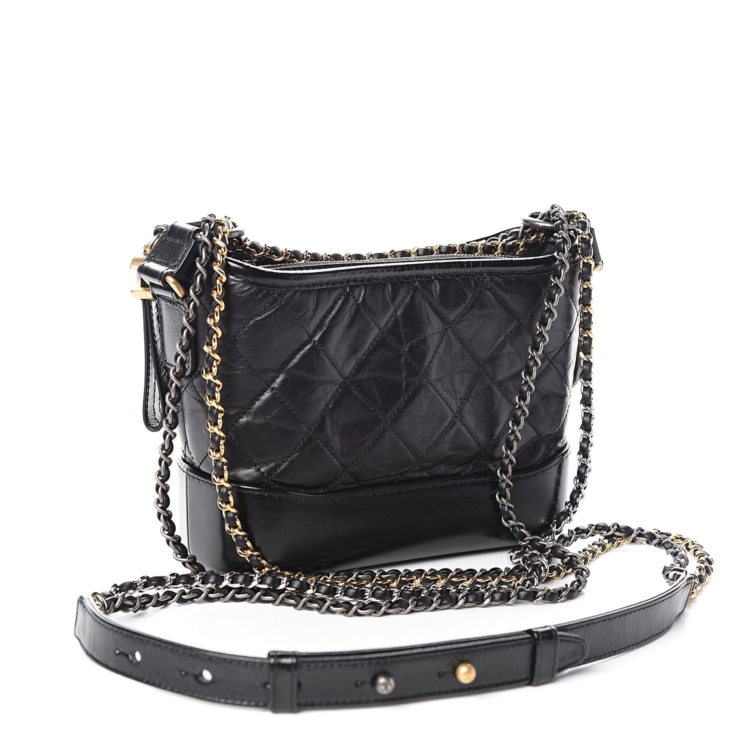 Chanel Aged Calfskin Quilted Small Gabrielle Hobo Black 3 of 10