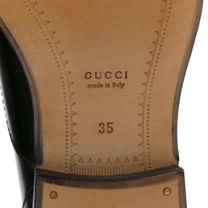 Gucci Glossy Calfskin Tejus Womens Lace Up Loafers 35 Black 7 of 10