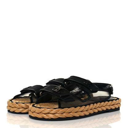 Chanel Mesh Patent Calfskin Velcro Dad Sandals 41 Black 3 of 9