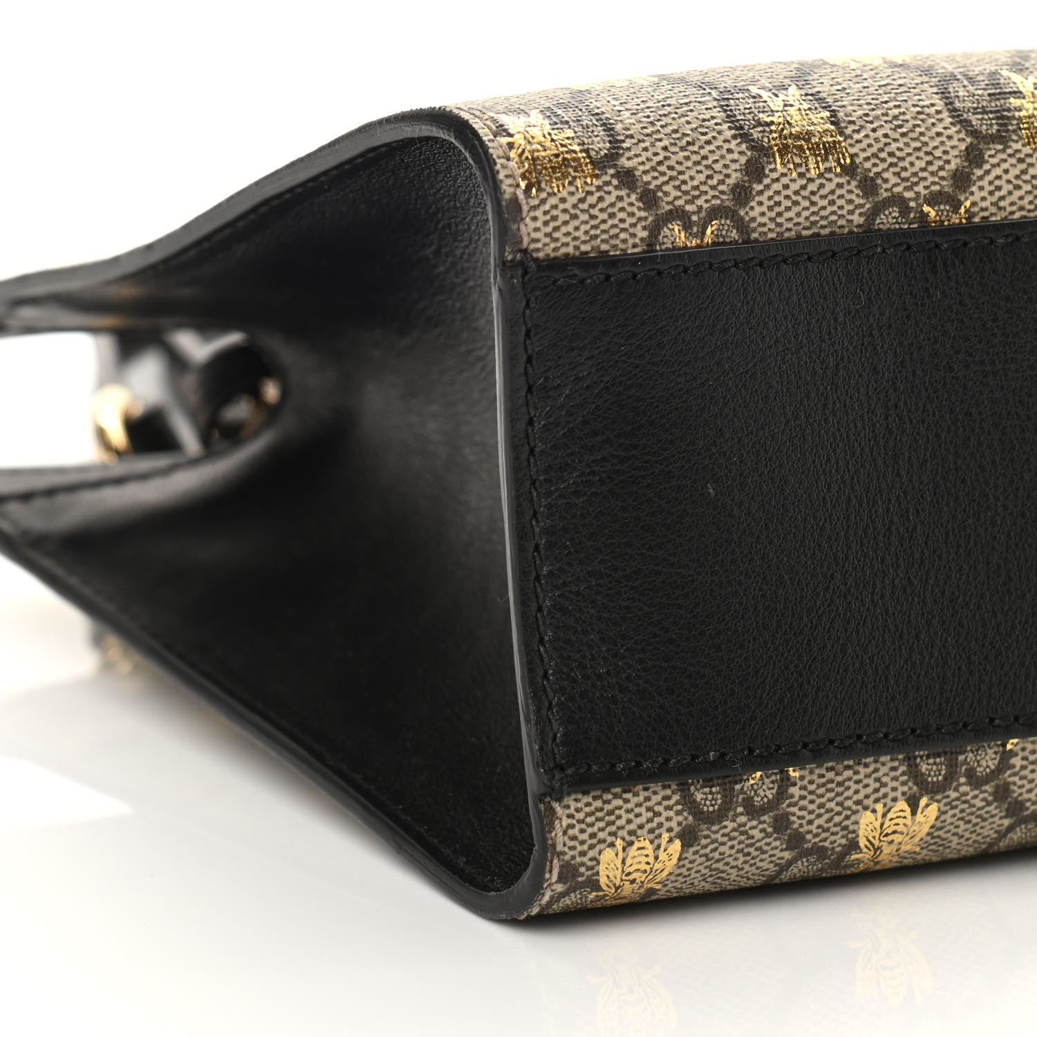 Gucci GG Supreme Monogram Bees Small Padlock Tote Beige Oro Black 9 of 10
