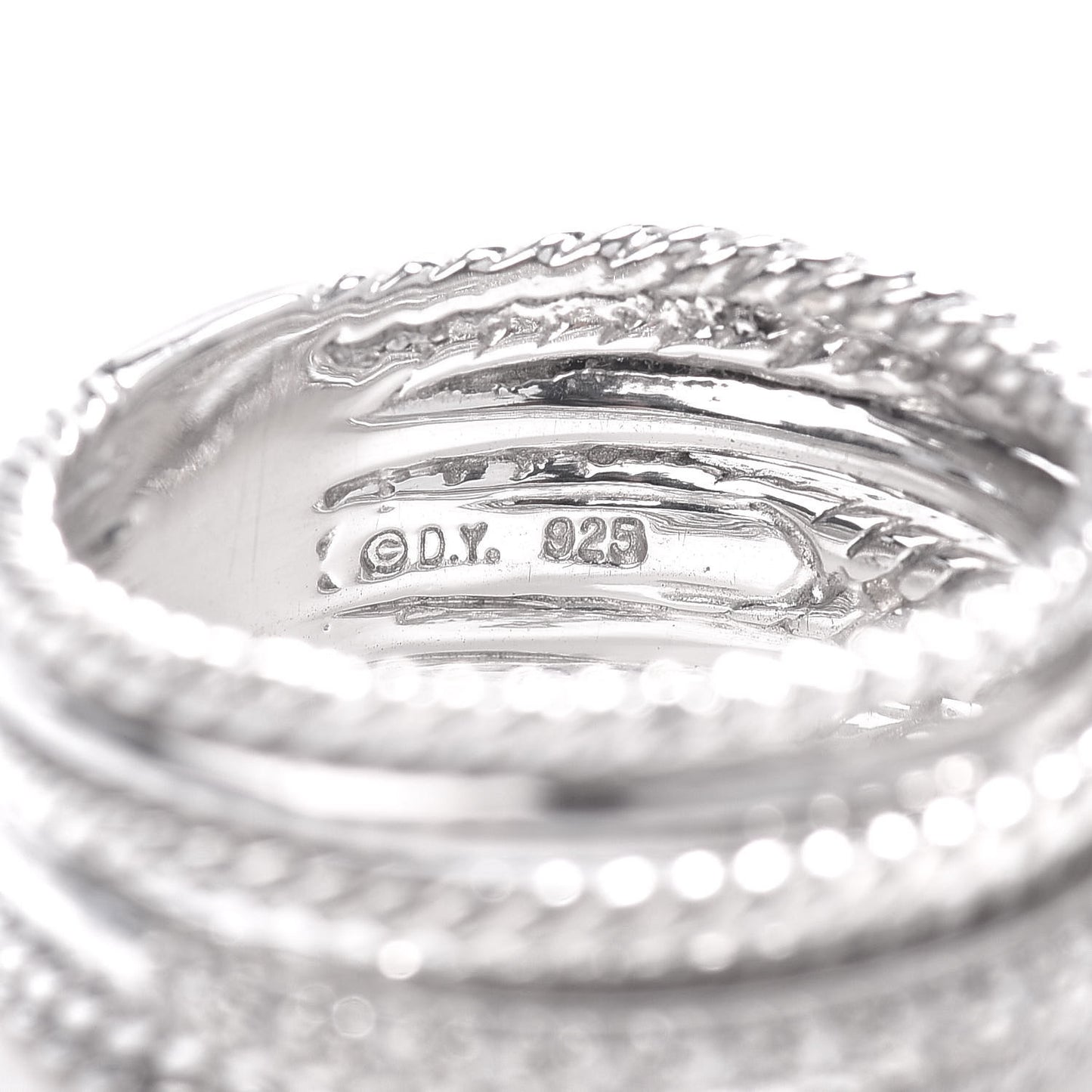Sterling Silver Diamond 11mm Wide Crossover Cable Ring 58 8.25