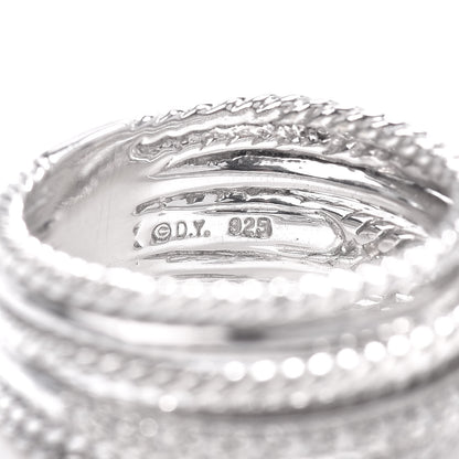 David Yurman Sterling Silver Diamond 11mm Wide Crossover Cable Ring 58 8.25 4 of 5