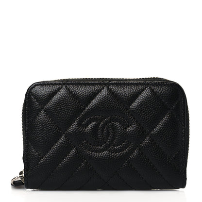 Chanel Caviar Quilted Diamond CC Zip Around Coin Purse Black 1 of 9