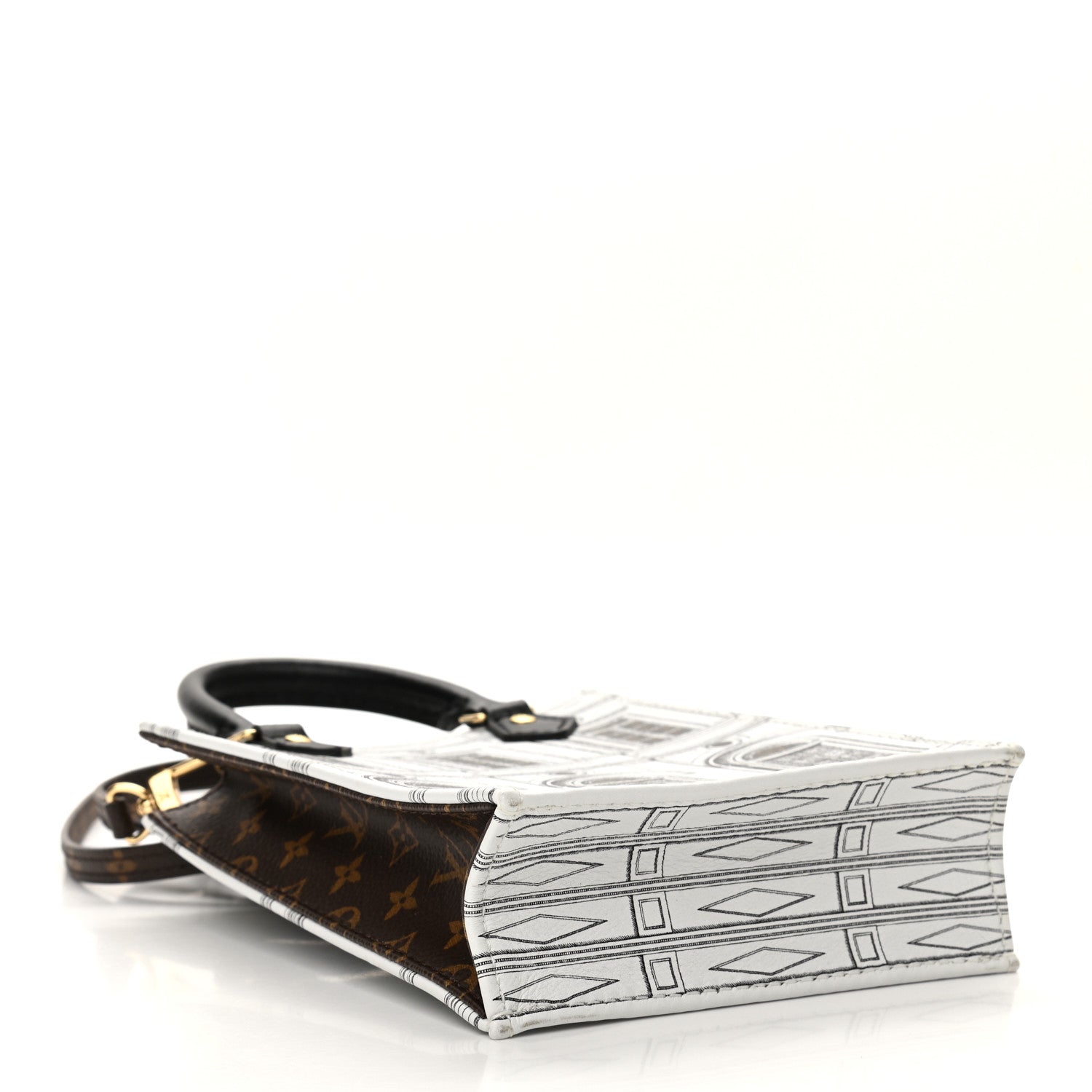Louis Vuitton X FORNASETTI Calfskin Architettura Petit Sac Plat Black White 4 of 9