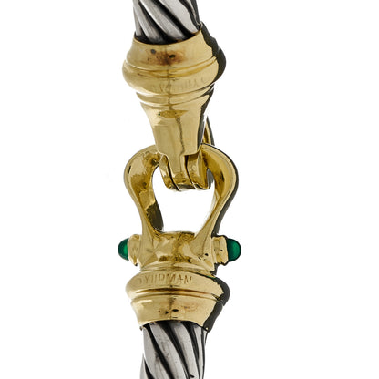 David Yurman Sterling Silver 14K Yellow Gold Rhodolite Green Onyx 7mm Cable Classic Buckle Bracelet 3 of 3