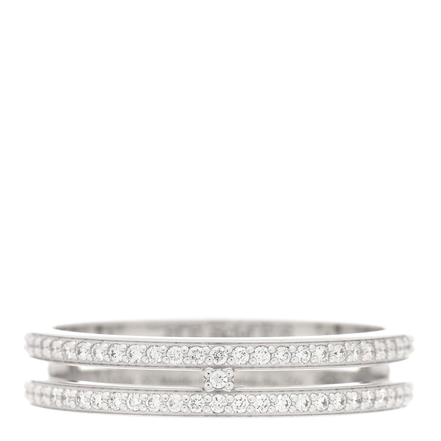 Hermes 18K White Gold Diamond Ariane Wedding Band Ring 51 5.75 1 of 5