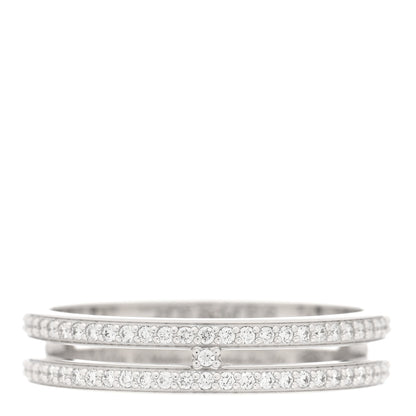 Hermes 18K White Gold Diamond Ariane Wedding Band Ring 51 5.75 1 of 5