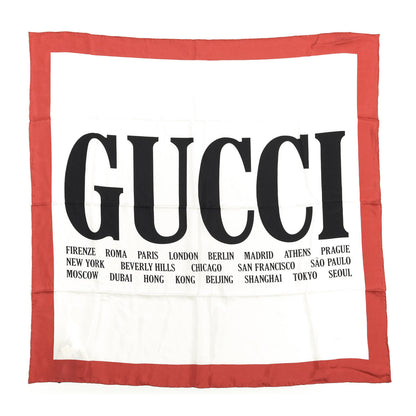 Gucci Silk Gucci World Square Scarf Ivory Red 1 of 3
