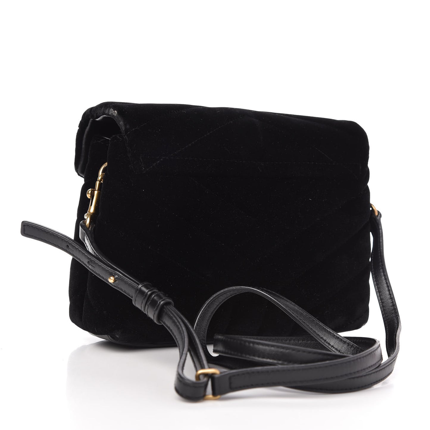 Velvet Y Quilted Monogram Toy Loulou Chain Satchel French Black