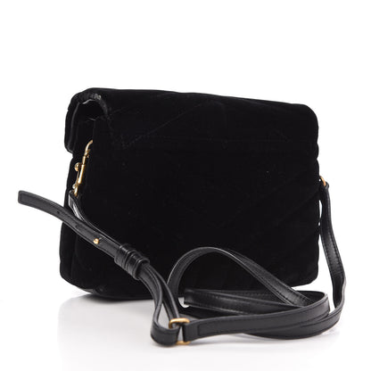 Saint Laurent Velvet Y Quilted Monogram Toy Loulou Chain Satchel French Black 3 of 10