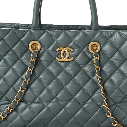 Chanel Aged Calfskin Quilted Large Coco Handle ShoppingTote Blue 8 of 10