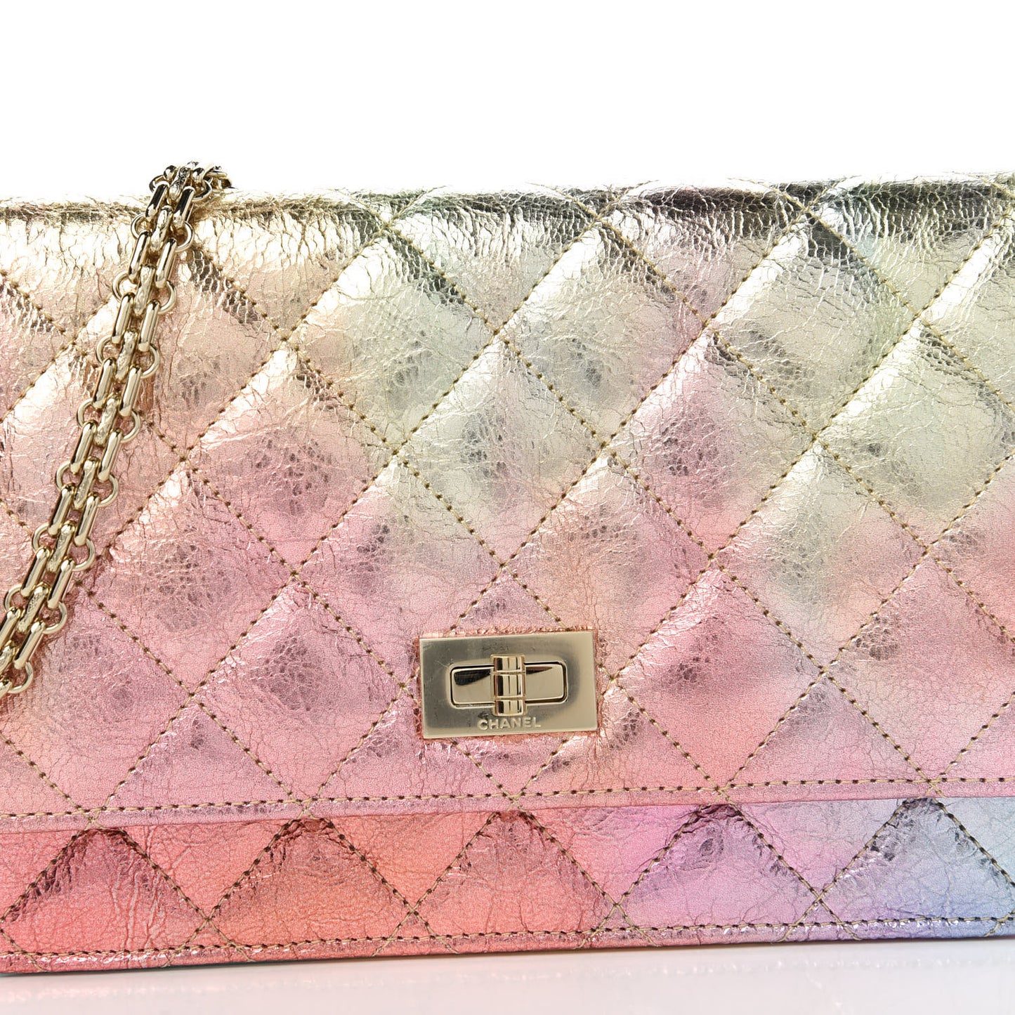 Metallic Goatskin Quilted 2.55 Reissue Wallet on Chain WOC Multicolor
