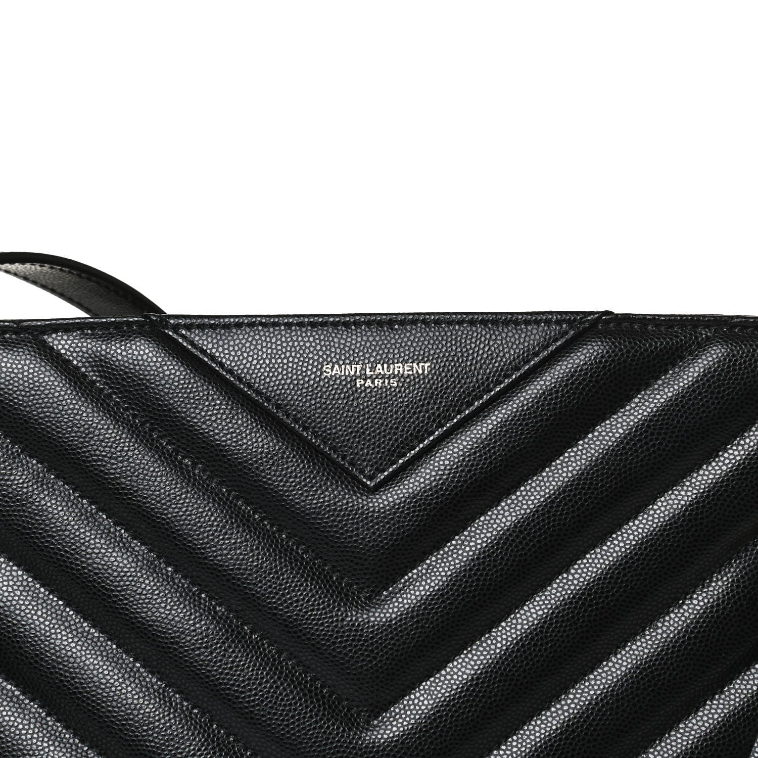 Saint Laurent Grain De Poudre Matelasse Chevron Medium Tribeca Shopping Bag Black 10 of 11
