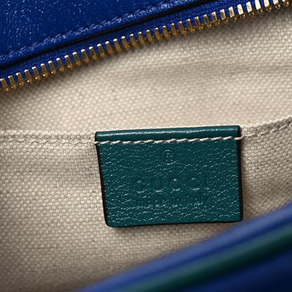 Gucci Azalea Calfskin Enamel Matelasse Diagonal Small Torchon GG Marmont Chain Shoulder Bag Imperial Blue Pavone 6 of 10