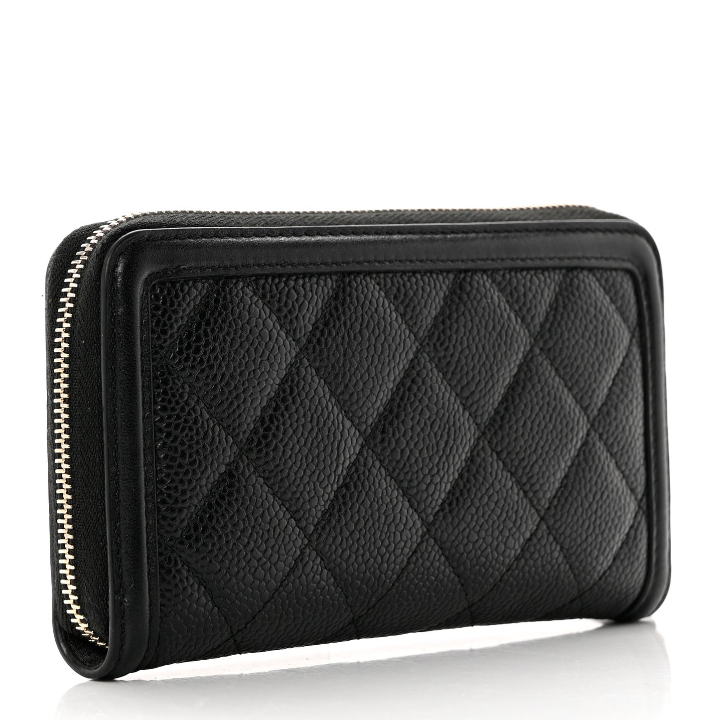 Caviar Quilted Medium Filigree Zip Around Wallet Black