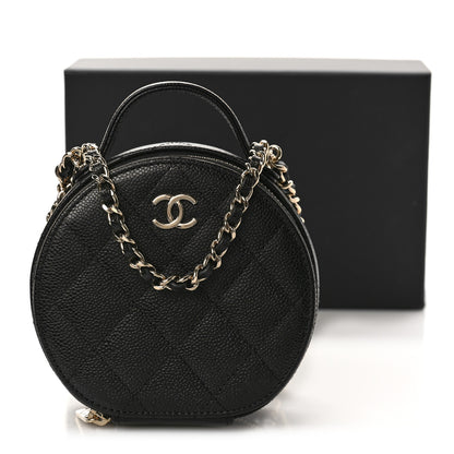 Chanel Caviar Quilted Round Handle With Care Vanity With Chain Black 10 of 10