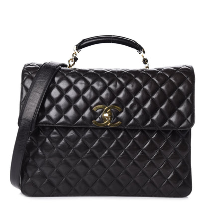 Chanel Lambskin Quilted Briefcase Laptop Bag Black 1 of 13