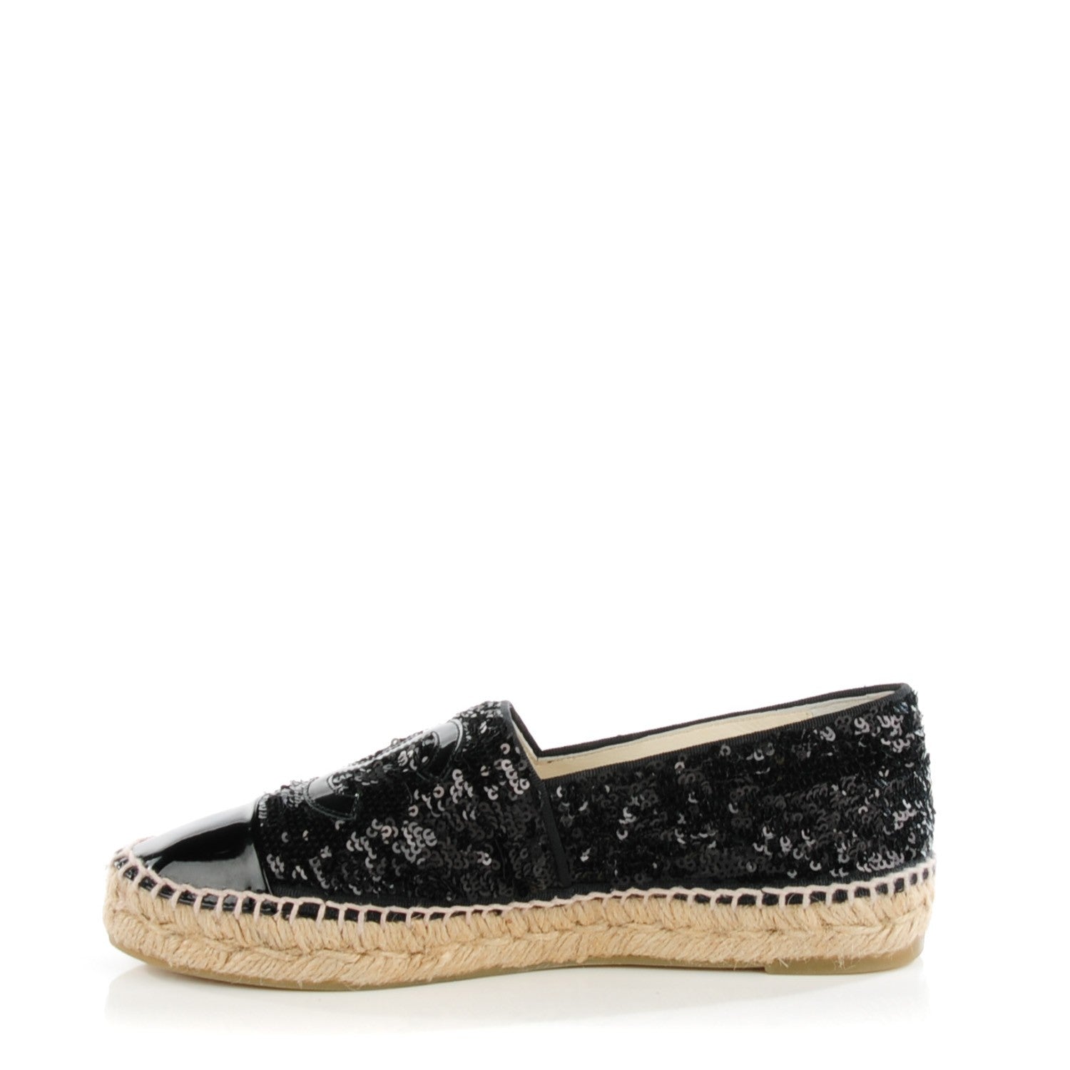 Chanel Patent Sequin CC Espadrilles 37 Black 1 of 10